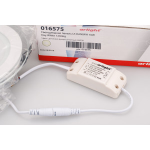 Светодиодная панель LT-R200WH 16W Day White 120deg 016575, Стеклянная круглая панель 16Вт / ДНЕВНОЙ БЕЛЫЙ 4000-4500K / 1215лм / 120°. Размер 200х45мм (в отверстие 160мм). Корпус белый. Питание от сети 220VAC, драйвер в комплекте 300mA 45-65V. Диапазон рабочих температур -10°..+40°C. Для помещений.