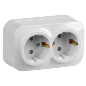 Розетка 2-м ОП GLORY РСш22-3-ХБ 16А с заземл. защ. шторки бел. ERH24-K01-16