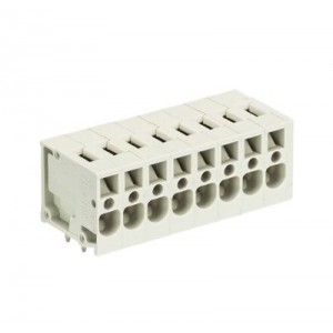 Клемма Wiecon 8158 / 8 TOP H OB, Клемма горизонтальный подвод кабеля, на плату, шаг: 5.0 мм, 7 полюсов, фиксация провода пружинная, исполнение: без маркировки, 300V, 16А, цвет: серый