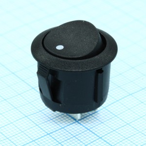 RL3-5ABBAT-H-G, Выключатель клавишный круглый 6А 250В ON-OFF 2 Pin -черный-
