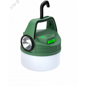 Фонарь аккумуляторный кемпинговый походный 16Вт SMD LED+3Вт LED Li-ion 18650 2400мА.ч Power-bank корпус ABS-пластик индикатор уровня заряда USB-шнур складной крючок для подвешивания матов. рассеив. KOC616Lit