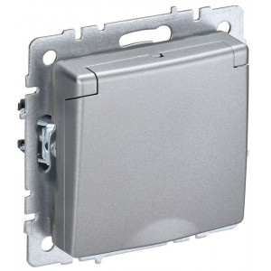 Розетка BRITE РСбш10-3-БрА 16А IP20 с заземл. защ. шторки с крышкой алюм. BR-R16-16-K47