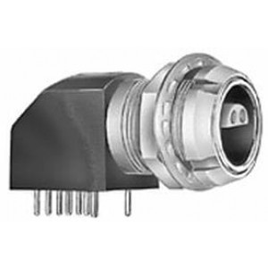 EXP.0S.304.HLN, Цилиндрические защелкивающиеся разъемы 4P PCB MOUNT RECEPT R/A FRT & REAR NUTS