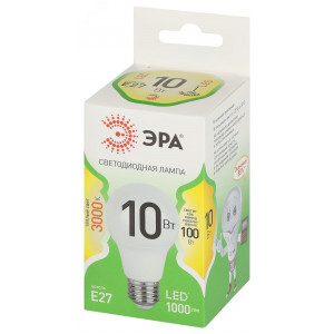 Лампа светодиодная LED 10 Вт 1000Лм 3000К груша теплый E27 220-240В LED A60-10W-830-E27 Green Line Б0067118