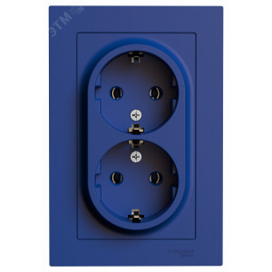 Розетка 2-м. AtlasDesign 16А с заземл. в сборе аквамарин SE ATN001124