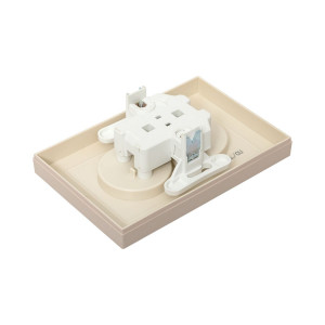 Механизм розетки двойной, 16А, без заземления, без шторок, с рамкой, кремовый Эпика EKF UP1-SOI-200