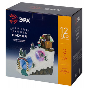 Светодиодная новогодняя фигура EFIS-S06 композиция Лыжня мультиколор 3*АА 22*14*22 см Б0060484