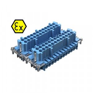Вилочная контактная вставка EX STS 48 2,5 09IA, Вилочная контактная вставка взрывозащищенного разъема REVOS Ex, Size 48, винтовая фиксация, с защитой провода, 48 полюсов + РЕ, 90 V, до 16 A, материал контактов: медный сплав, тип покрытия контактов: олово