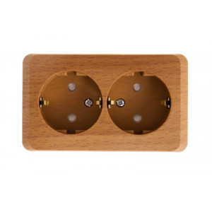 Розетка 2-м ОП Этюд Дача 16А IP20 250В с заземл. защ. шторки бук SE PA16-008T