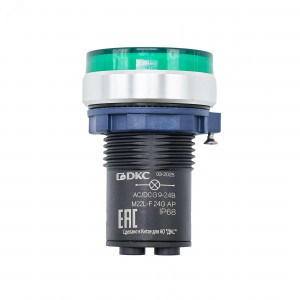 Индикатор сигнальный со встроенным диодом 9-24В, зеленый, алюминий, зажим Plug-In M22L-F24GAP