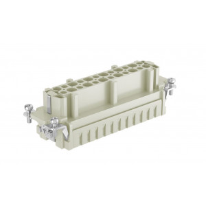 Розеточная контактная вставка HE-024-F, Розеточная контактная вставка, винтовая фиксация, 24 полюса + PE, типоразмер 24B, 500V, 16A, сечение обслуживаемых проводников 1,0-2,5 мм кв, тип покрытия контактов: серебро