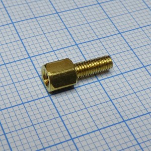 KLS8-DBL-M3-E5.0-L 5.0-B=8.0, Стойка латунная, без покрытия шестигранная М3 отверстие-винт