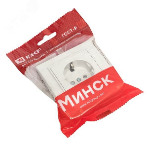 Розетка 1-м СП Минск 16А IP20 с заземл. защ. шторки бел. Basic ERR16-028-100