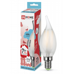 Лампа светодиодная LED-СВЕЧА НА ВЕТРУ-deco 7Вт 230В Е14 4000К 630Лм матовая 4690612006833