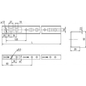 Профиль прямолинейный, L250, толщина2,5 мм, на 2 рожка BPT2902