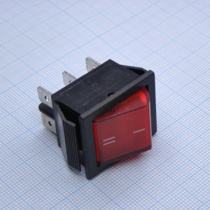 IRS-202-1A7-R/B, Переключатель ON-ON с подсветкой 15A 250VAC плоская кнопка красная