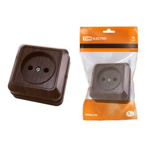 Розетка 2П открытой установки IP20 10А 250В (керамика) бук "Ладога" SQ1801-0310