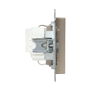 Механизм розетки, 16А, с заземлением, без шторок, шампань Эпика EKF UP1-SOC-110