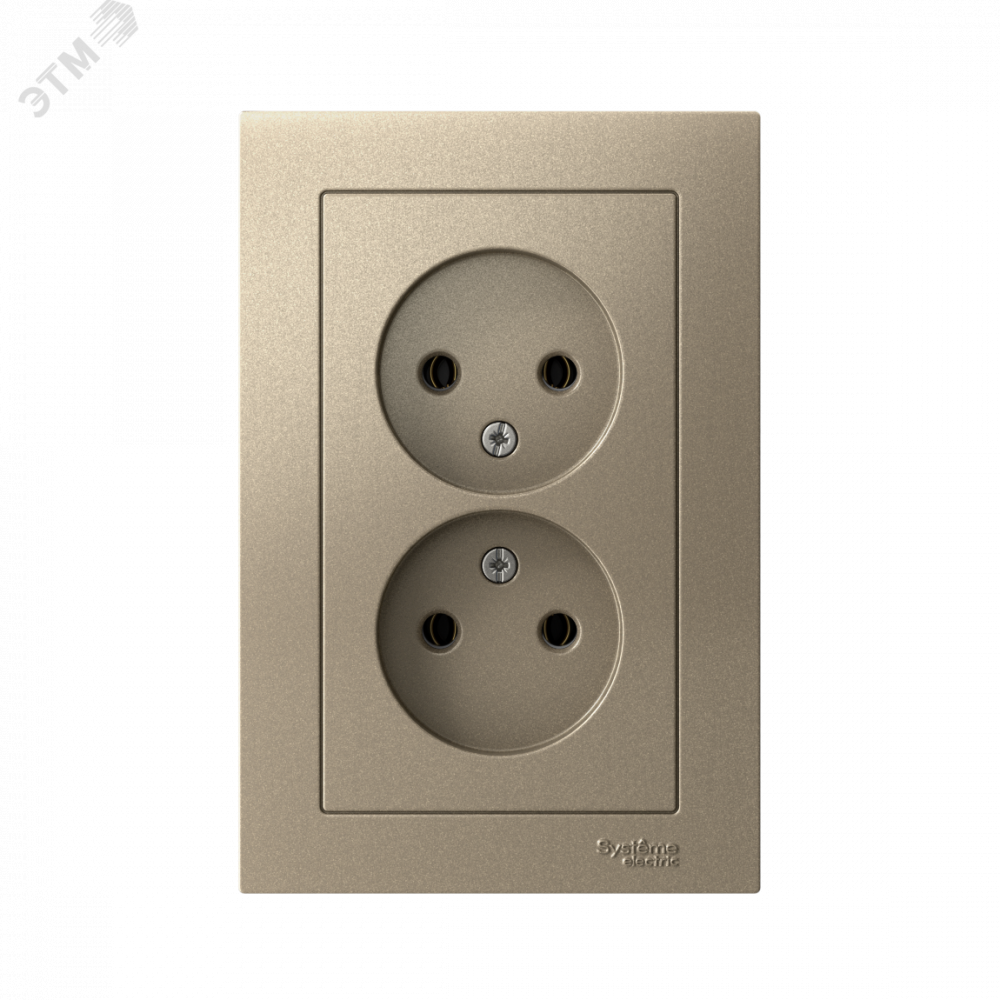 Изображение товара Розетка 2-м СП AtlasDesign 16А IP20 без заземлителя шампань