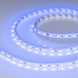 Лента RT-B60-10mm 24V Blue (14.4 W/m, IP20, 5060, 5m) 008819(2), Светодиодная лента RT-B60, открытая. Светодиоды 5060, 60 шт/м (300 шт на 5 м), белая плата, ширина 10 мм, скотч 3M. Цвет СИНИЙ 470 nm, угол 120°. Питание 24V, мощность 14.4 Вт/м (72 Вт на 5 м). Размеры 5000x10x2.2 мм. Мин. отрезок 100 мм, 6 светодиодов. Ц