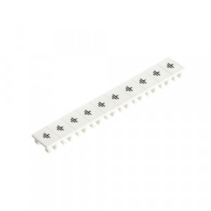 Маркировка для клемм (полоска) 9705A/8/10B ERDZ, Маркировочные шильдики, для клемм сечением 6 мм.кв., боковая / верхняя, 10 шильдиков, нанесенные символы: "земля" в кружечке, с горизонтальным расположением, размер шильдика: 5,75 x 8,3 мм, цвет: белый