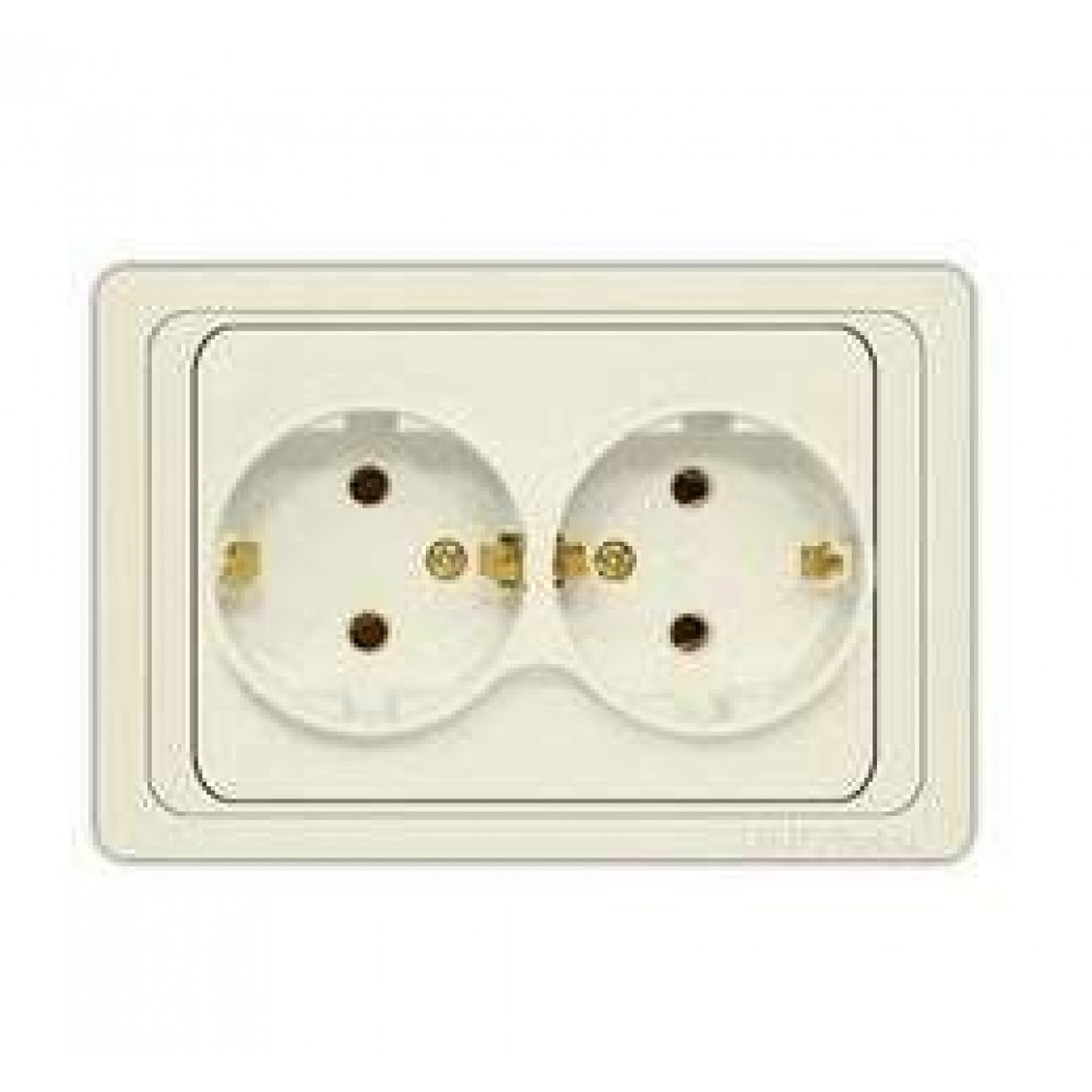 Изображение товара Розетка 2-м СП Валери 16А с заземлением белая для скрытого монтажа