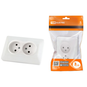 Розетка двойная 2П 10А 250В белая "Ильмень" SQ1823-0011