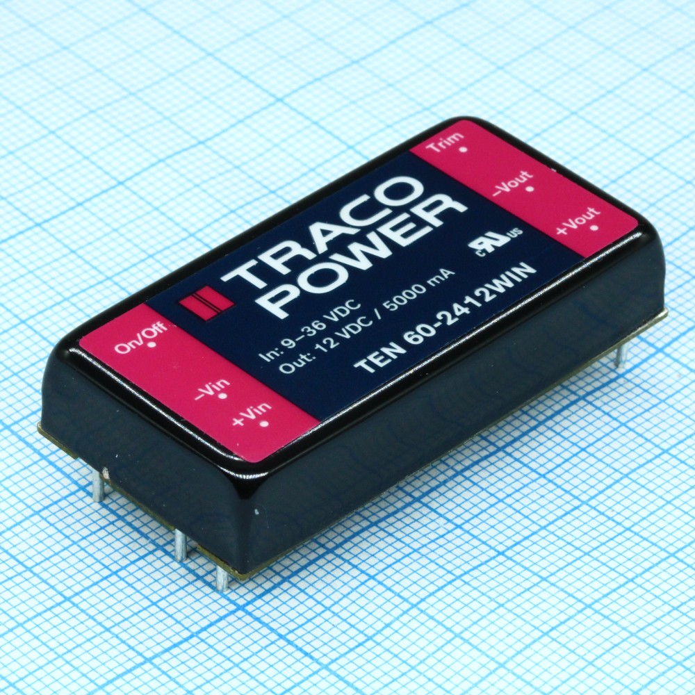 Изображение товара Преобразователь DC/DC 24В на 12В 60Вт TRACO ELECTRONIC 60-2412WIN