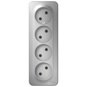 Розетка 4-м ОП Blanca 16А IP20 250В без заземл. без защ. шторок с изолир. пластиной алюм. SE BLNRA000413