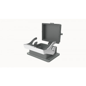 Открытое основание разъема D32B-BK-1L-CV, Основание разъема на панель, открытое, типоразмер 32B, с уплотнителем, с одной защелкой, с защитной крышкой, материал корпуса: алюминиевый сплав