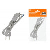 Шнур с выключателем и плоской вилкой с вырезом ШУ03В ШВВП 2х0,75мм2 2 м. серебр. металлик SQ1305-0025