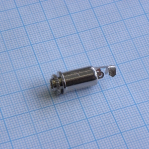 TRS 3.5 (mini jack) гнездо приборное мет, Стерео аудио гнездо 3.5 мм, крепеж на прибор гайкой, закрытая контактная группа