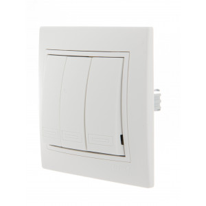 Выключатель 3-кл. СП Mira 10А IP20 с бел.вставкой бел. 701-0202-109