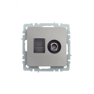 BRITE Розетка двойная TV+RJ45 кат.5E РТВ/РК12-БрС сталь BR-AK20-1-K46