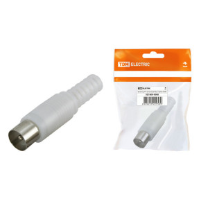 Штекер TV антенный пласт. без пайки белый, инд. упаковка SQ1809-0008