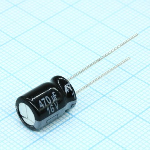 EEUFR1C471, Конденсатор алюминиевый электролитический 470мкФ 16В  ±20% (8 х 11.5мм) радиальные выводы 3.5мм 950мА 6000час 105°С россыпь