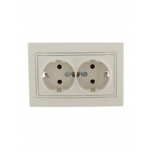 Розетка 2-м СП Mira 16А IP20 с заземл. со вставкой керамика крем. 701-0303-127