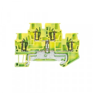 Заземляющая клемма WKF 1,5 E2/SL/35, Заземляющая этажная клемма, 2 этажа, тип фиксации провода: пружинный, номинальное сечение: 1,5 мм кв., ширина: 4 мм, цвет: желто-зеленый, тип монтажа: DIN35