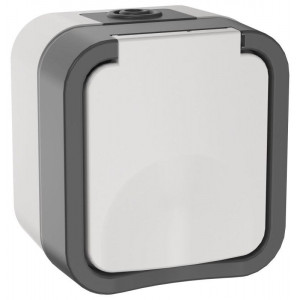 Розетка 1-м ОП TORS 16А IP55 TS220 с заземл. с крышкой бел. TS-R16-16-55-K41