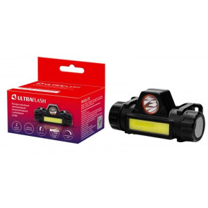Фонарь аккумуляторный налобный E1340 XPE + COB LED 3Вт 2 режима аккум. 3.7В магнит диммир. черн. (бокс) 14268