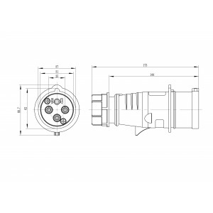 Вилка кабельная IP44 32A 3P+E 400V DIS2133236