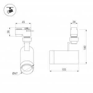 Светильник LGD-ZEUS-2TR-R67-10W Day4000 (BK, 20-60 deg, 230V) 025940(1), Светильник подвесной для треков/шин 2 провода, 10Вт. Цвет свечения ДНЕВНОЙ 4000K, световой поток 800-1000лм, регулируемый угол 20-60°, CRI>90. Корпус круглый, металл, цвет черный. Размеры DxHxL O67x180x155мм. Входное напряжение AC220-240V, мощность 10Вт.