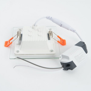 Светильник светодиодный ДВО-6w 4000K 480Лм квадратный со стеклом белый 27853