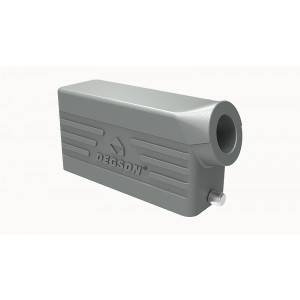 Крышка разъема D24B-SE-2g-M32, Крышка разъема на кабель, типоразмер 24B, без уплотнителя, 1 отверстие с резьбой для кабельных вводов M32x1,5, с боковым расположением, без защелки (упоры под одну защелку), материал корпуса: алюминиевый сплав