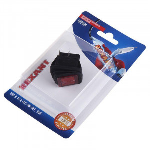 Выключатель клавишный 250В 15А (4с) ON-OFF красн. с подсветкой ВЛАГОЗАЩИТА (RWB-507) блист. 06-0307-C