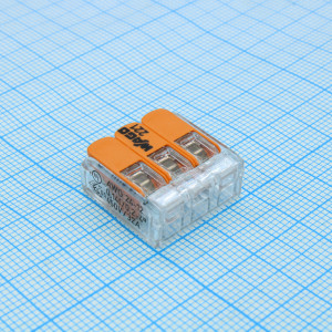 Клемма универсальная компактная 3х(0.14-4.0) 221-413, Клемма универсальная серия 221 3 контакта