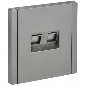 FORTE&PIANO Розетка двойная RJ11+RJ45 кат.5E FP535 сталь IEK FP-KT20-O-1-K46
