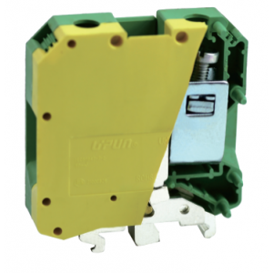 Заземляющая клемма UKJ-95JD, Заземляющая клемма, тип фиксации провода: винтовой, номинальное сечение: 95 мм кв., ширина: мм, цвет: желто-зеленый, тип монтажа: DIN35