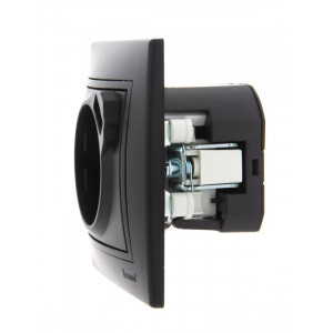 Розетка 1-м СП Mira 16А с заземл. + USB разъем черн. бархат 701-4242-181