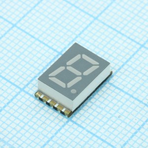 KCSC03-106, 1 разрядный сегментный индикатор smd 7,62мм/оранжевый/605нм/5.6-11мкд/ОК